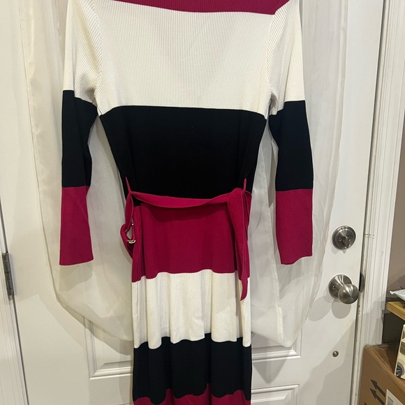 Ashley Stewart Pink, White, and Black Long Sleeve Dress - Picture 3 of 3